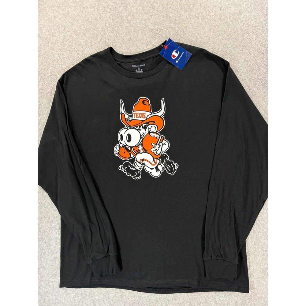 NWT Texas Longhorns Champion Screened Logo L/S Tee Shirt (Men's XL) Black